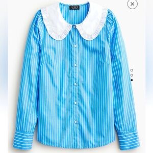 J. Crew Striped Ruffle-collar Poplin  *NWT*